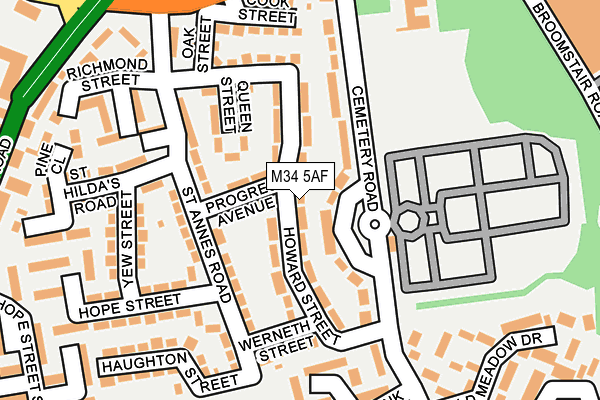 M34 5AF map - OS OpenMap – Local (Ordnance Survey)