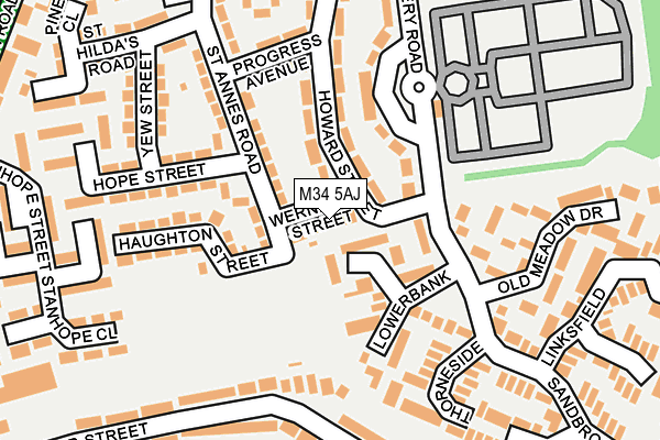 M34 5AJ map - OS OpenMap – Local (Ordnance Survey)