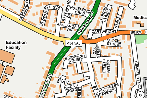 M34 5AL map - OS OpenMap – Local (Ordnance Survey)