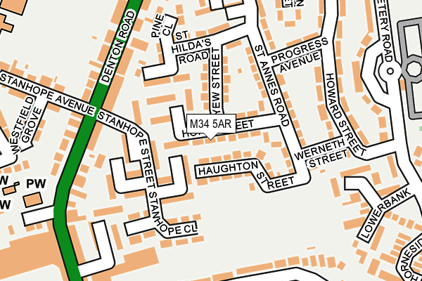 M34 5AR map - OS OpenMap – Local (Ordnance Survey)