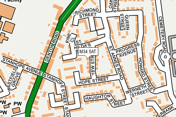 M34 5AT map - OS OpenMap – Local (Ordnance Survey)