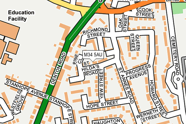 M34 5AU map - OS OpenMap – Local (Ordnance Survey)