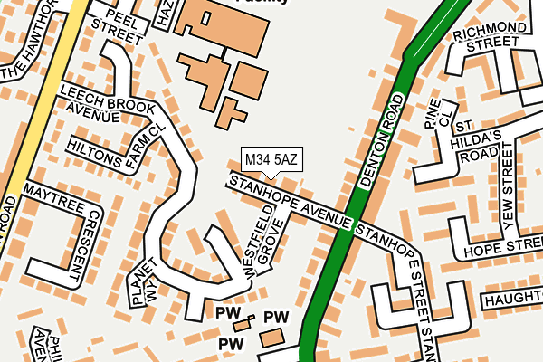 M34 5AZ map - OS OpenMap – Local (Ordnance Survey)