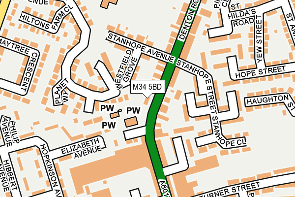 M34 5BD map - OS OpenMap – Local (Ordnance Survey)