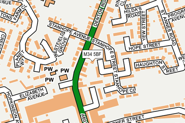 M34 5BF map - OS OpenMap – Local (Ordnance Survey)