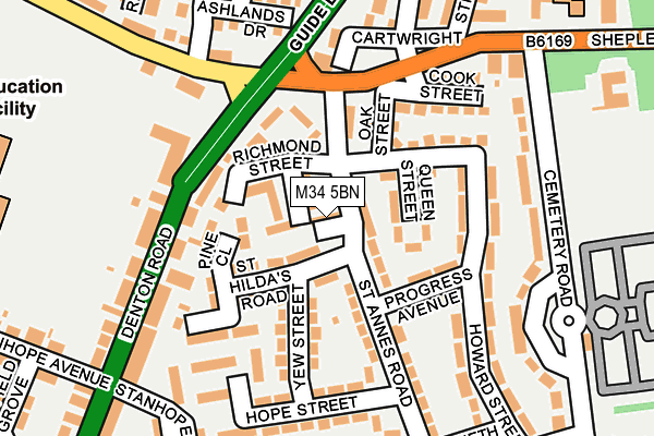 M34 5BN map - OS OpenMap – Local (Ordnance Survey)