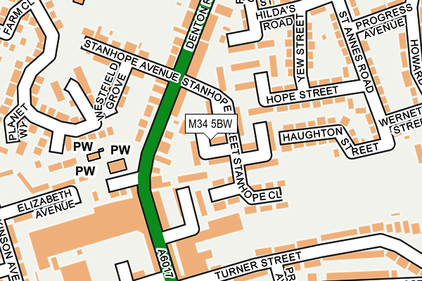 M34 5BW map - OS OpenMap – Local (Ordnance Survey)