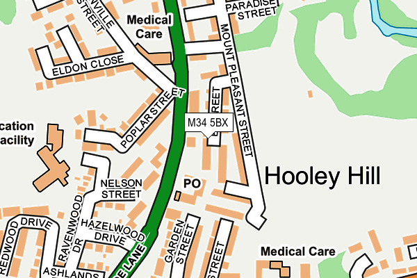 M34 5BX map - OS OpenMap – Local (Ordnance Survey)