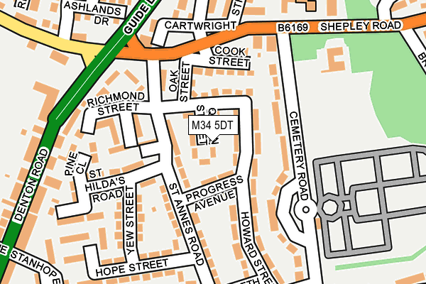 M34 5DT map - OS OpenMap – Local (Ordnance Survey)