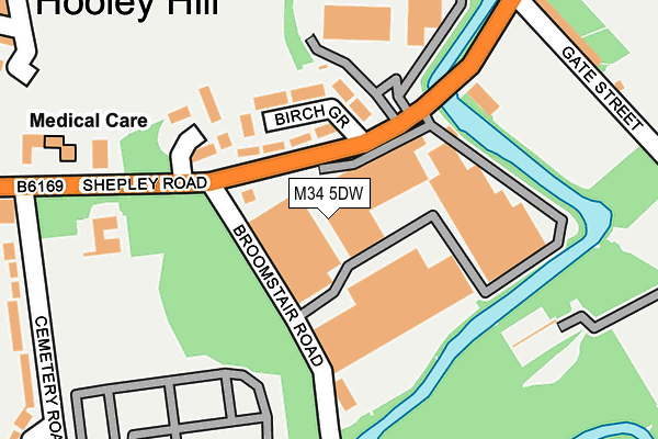 M34 5DW map - OS OpenMap – Local (Ordnance Survey)