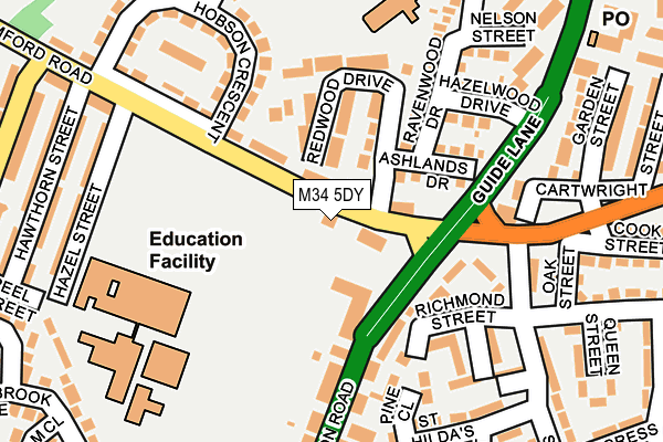 M34 5DY map - OS OpenMap – Local (Ordnance Survey)