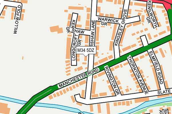 M34 5DZ map - OS OpenMap – Local (Ordnance Survey)