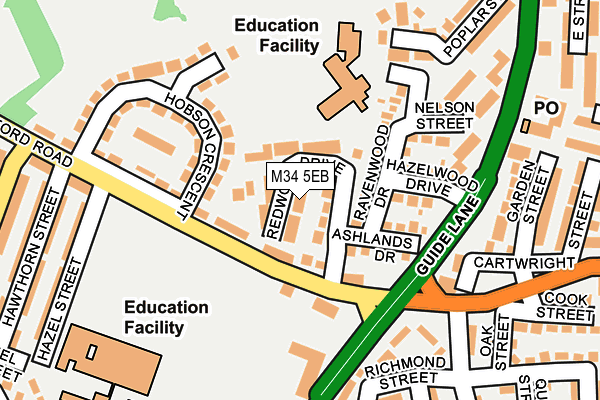 M34 5EB map - OS OpenMap – Local (Ordnance Survey)