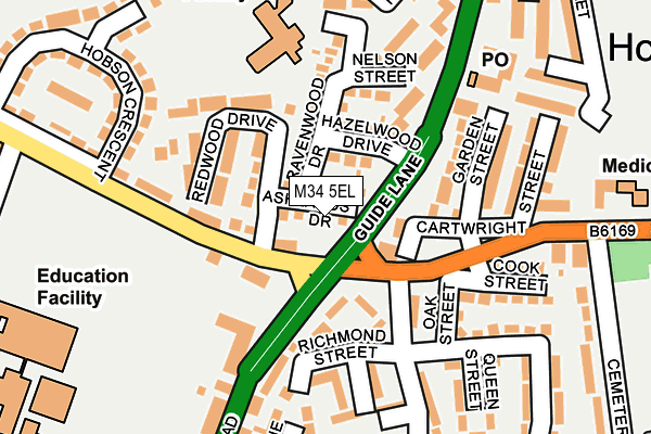 M34 5EL map - OS OpenMap – Local (Ordnance Survey)