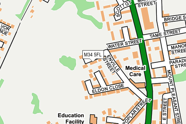 M34 5FL map - OS OpenMap – Local (Ordnance Survey)