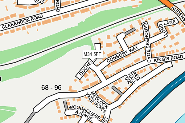 M34 5FT map - OS OpenMap – Local (Ordnance Survey)