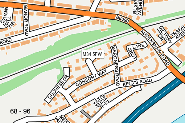 M34 5FW map - OS OpenMap – Local (Ordnance Survey)