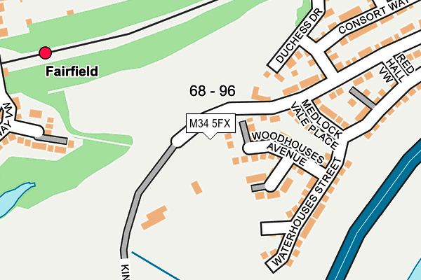 M34 5FX map - OS OpenMap – Local (Ordnance Survey)