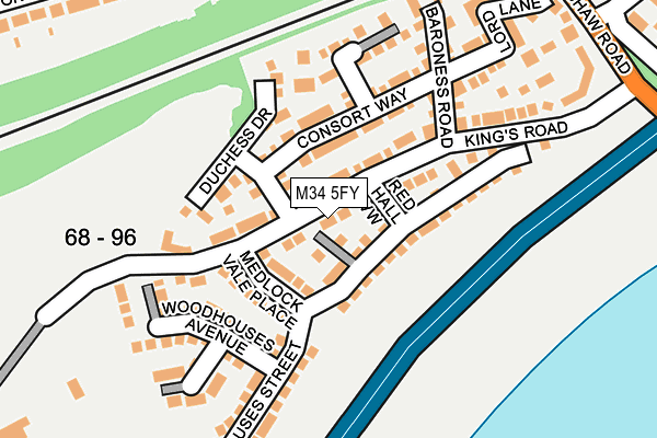 M34 5FY map - OS OpenMap – Local (Ordnance Survey)