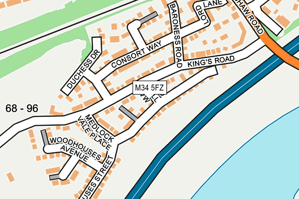 M34 5FZ map - OS OpenMap – Local (Ordnance Survey)