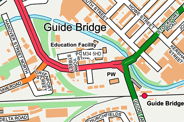 M34 5HD map - OS OpenMap – Local (Ordnance Survey)