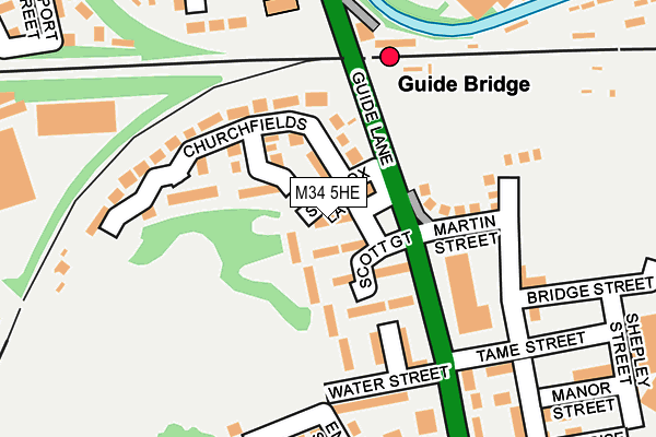 M34 5HE map - OS OpenMap – Local (Ordnance Survey)