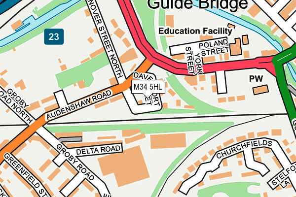 M34 5HL map - OS OpenMap – Local (Ordnance Survey)