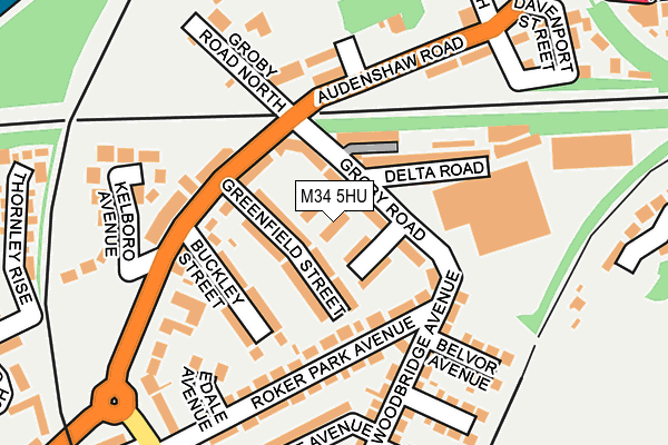 M34 5HU map - OS OpenMap – Local (Ordnance Survey)