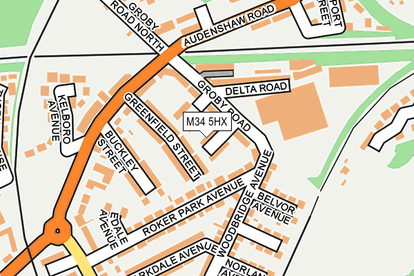 M34 5HX map - OS OpenMap – Local (Ordnance Survey)