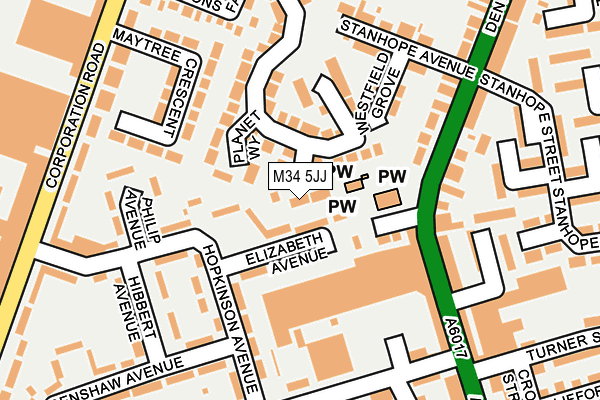 M34 5JJ map - OS OpenMap – Local (Ordnance Survey)