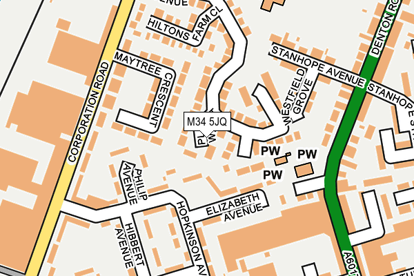 M34 5JQ map - OS OpenMap – Local (Ordnance Survey)