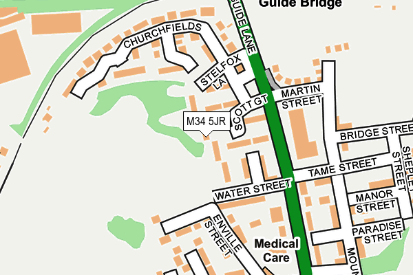 M34 5JR map - OS OpenMap – Local (Ordnance Survey)