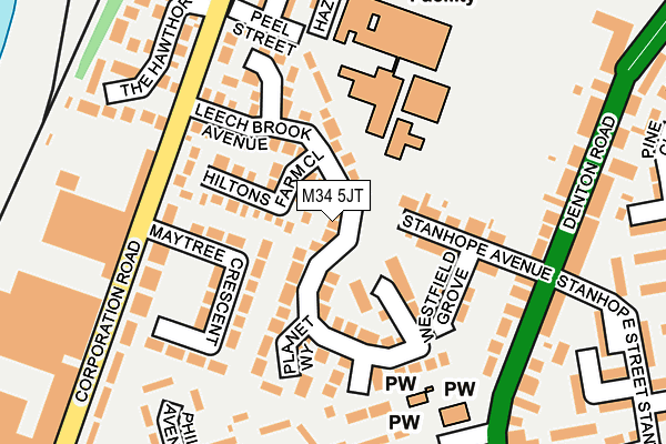 M34 5JT map - OS OpenMap – Local (Ordnance Survey)