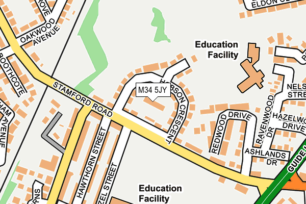 M34 5JY map - OS OpenMap – Local (Ordnance Survey)