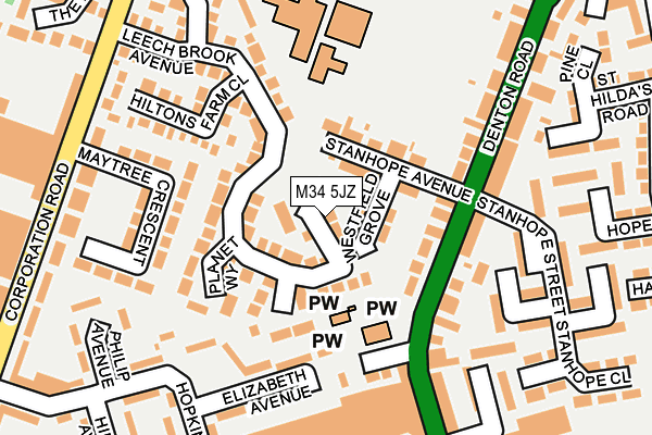 M34 5JZ map - OS OpenMap – Local (Ordnance Survey)