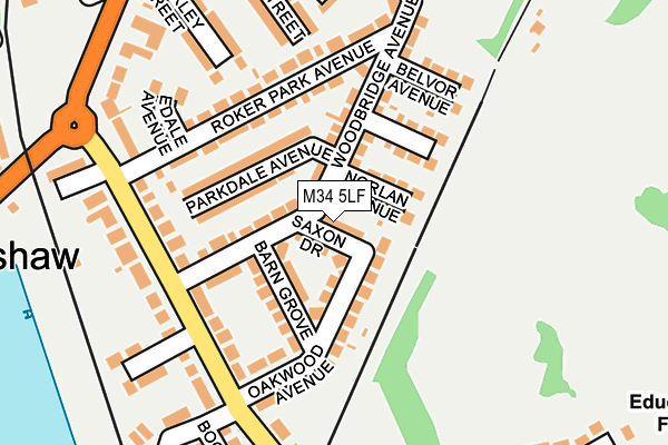 M34 5LF map - OS OpenMap – Local (Ordnance Survey)