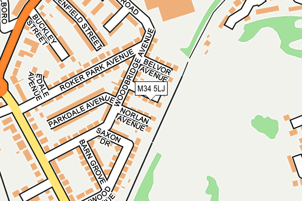 M34 5LJ map - OS OpenMap – Local (Ordnance Survey)