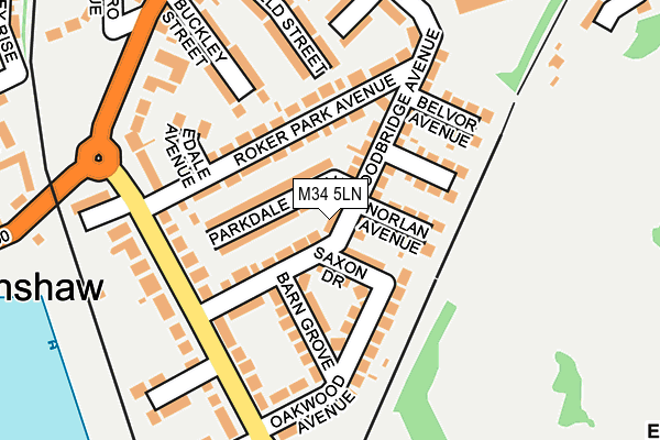 M34 5LN map - OS OpenMap – Local (Ordnance Survey)