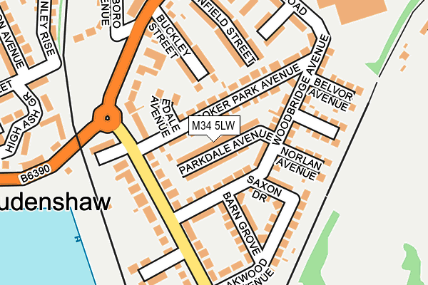 M34 5LW map - OS OpenMap – Local (Ordnance Survey)