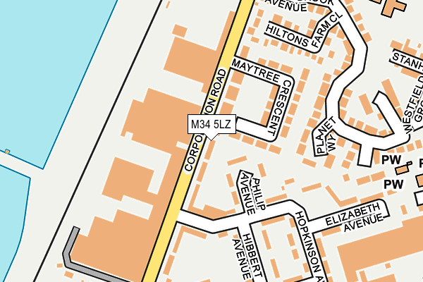 M34 5LZ map - OS OpenMap – Local (Ordnance Survey)