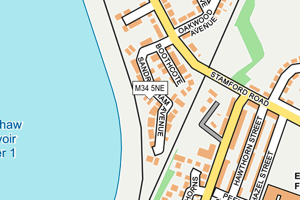 M34 5NE map - OS OpenMap – Local (Ordnance Survey)