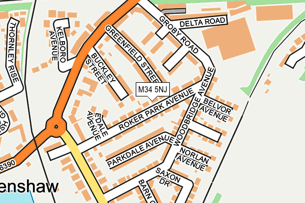 M34 5NJ map - OS OpenMap – Local (Ordnance Survey)