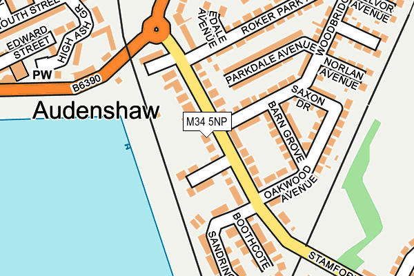 M34 5NP map - OS OpenMap – Local (Ordnance Survey)