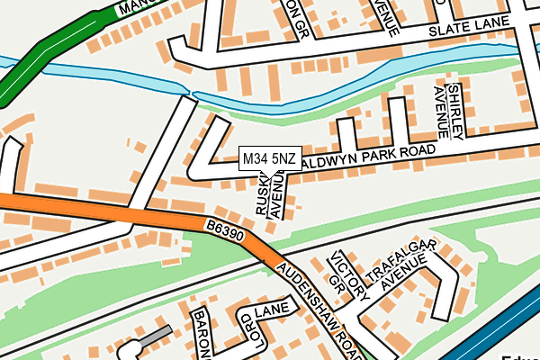 M34 5NZ map - OS OpenMap – Local (Ordnance Survey)