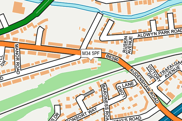 M34 5PF map - OS OpenMap – Local (Ordnance Survey)