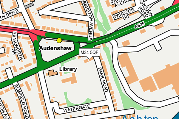 M34 5QF map - OS OpenMap – Local (Ordnance Survey)