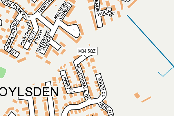 M34 5QZ map - OS OpenMap – Local (Ordnance Survey)