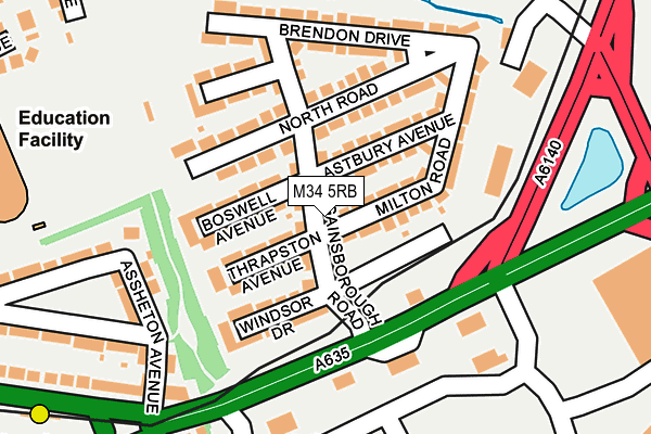 M34 5RB map - OS OpenMap – Local (Ordnance Survey)