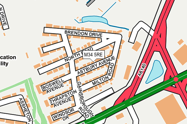 M34 5RE map - OS OpenMap – Local (Ordnance Survey)