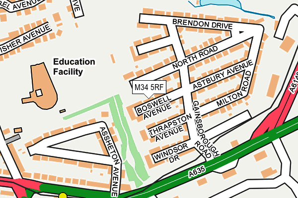 M34 5RF map - OS OpenMap – Local (Ordnance Survey)